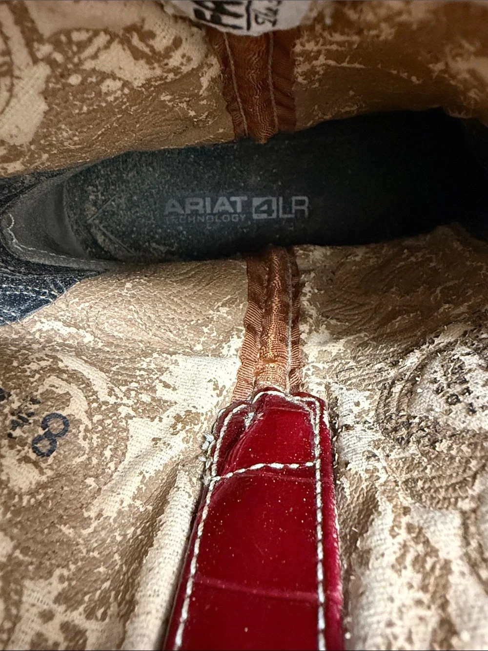 Gabby Ariat Red and Cream Western Cowboy Boots - Textured Leather